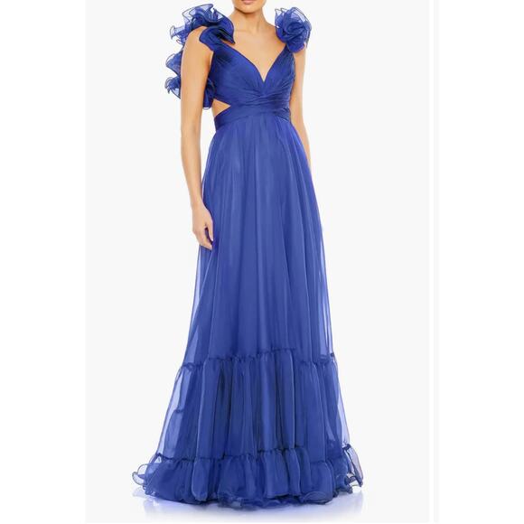 Mac Duggal 67911 Chiffon Cutout Ruffled Empire Waist Dress Size 6 NWT - Picture 4 of 13